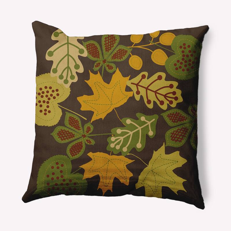 Fall Leaves Indoor/Outdoor Throw Pillow - 16" x 16" - Green