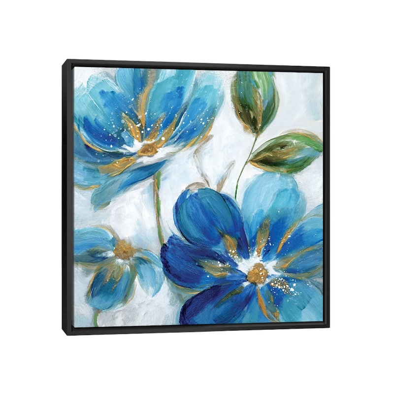 iCanvas "Flowering Blues II" by Nan Framed Canvas Print - Black - 37x37