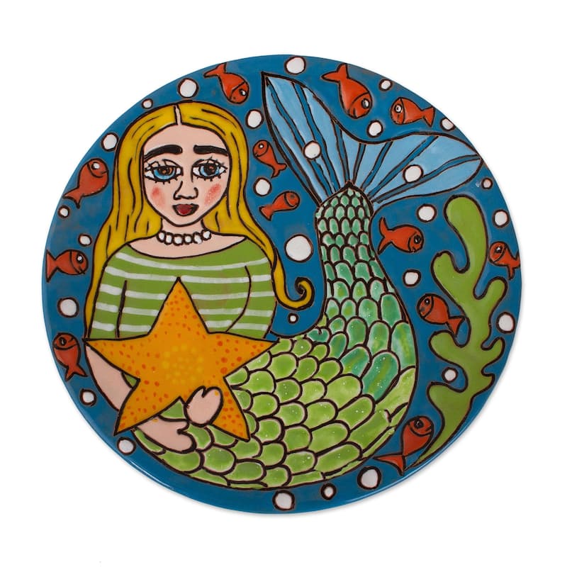 Novica Handmade Mermaid And Starfish Ceramic Wall Art - Bed Bath ...