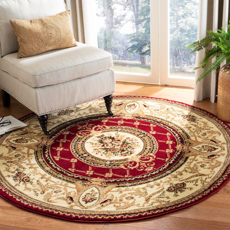 SAFAVIEH Lyndhurst Beeke Traditional Oriental Rug - 5'3" Round - Red/Ivory