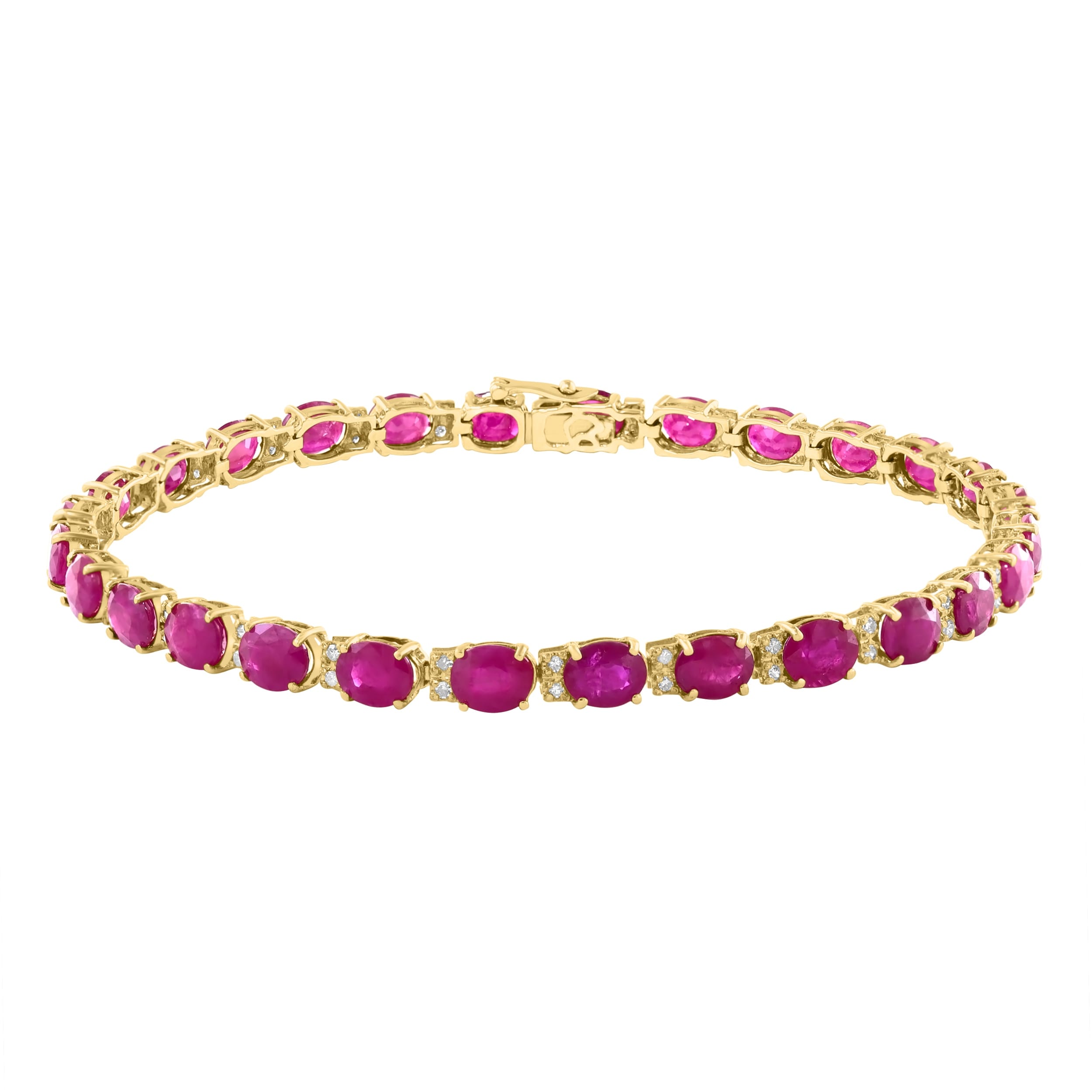 Effy 14K Yellow Gold Diamond,Natural Ruby Tennis Bracelet