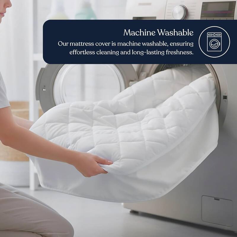 Delara 100% Organic Cotton Quilted Mattress Protector, GOTS Certified, Breathable, Ultra Soft 400 TC Long-Staple Cotton, White