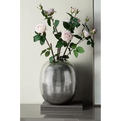 12.5x12.5x15" Aluminum Vase, Silver Streaks