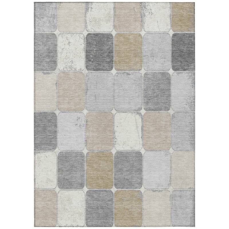 HomeRoots Geometric Transitional Rectangle Outdoor Rug