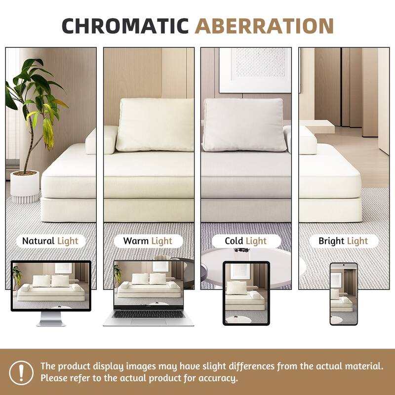 86.6" Convertible Loveseat Sofa Bed with Removable Backrests, Chenille Fabric Sleeper Sofa, Chaise Lounge, Floor Folding Couch