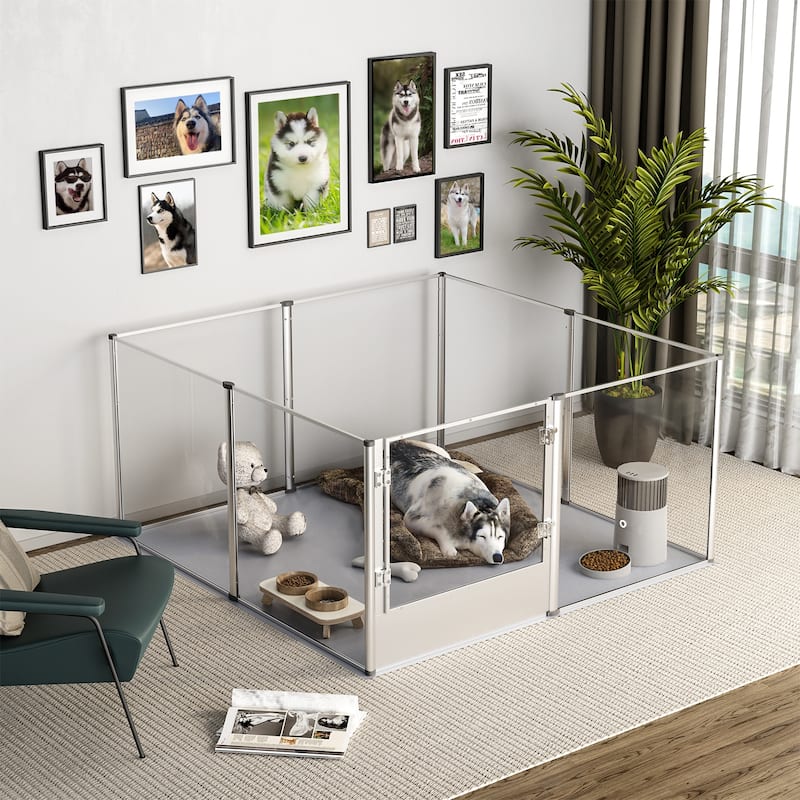 Acrylic Dog Playpen Fence Exercise Play Pen for Cats, Puppies, Rabbits