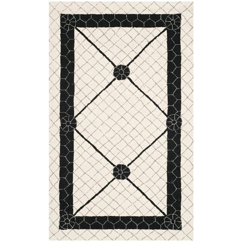 SAFAVIEH Handmade Newport Katsuko Modern Cotton Rug - 3'9" x 5'9" - Ivory/Black - Rectangle
