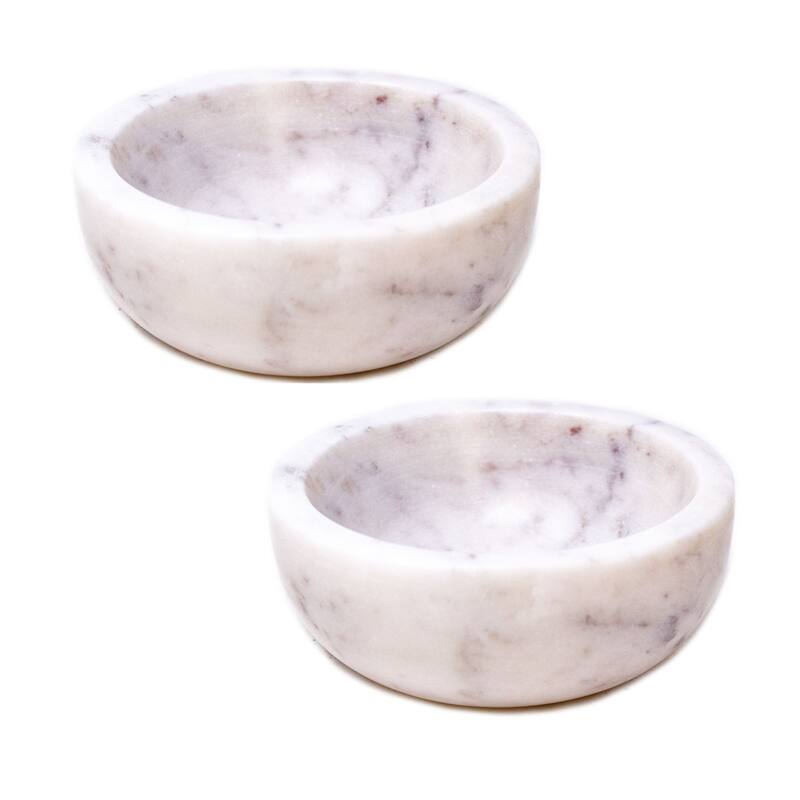 Handmade Marble Pinch Bowls, Set of 2 - White