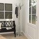 preview thumbnail 10 of 16, Gray Wood Vintage Style 12 Hook Scroll Coat Rack with Black Metal Hooks