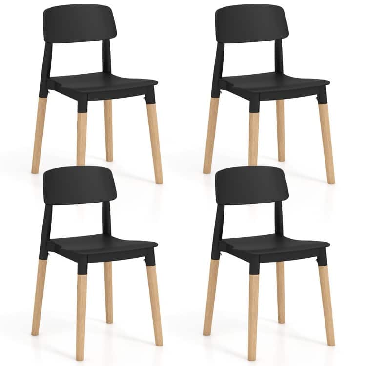 Set of 4 Sleek and Comfortable Dining Chairs with Ergonomic Design and Solid Beech Wood Legs - 19.5"L x 17"W x 30"H
