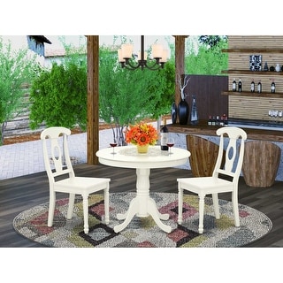 Medieval Round Table Set - 36 Inch Table with 2 Chairs - Dark Wood ...