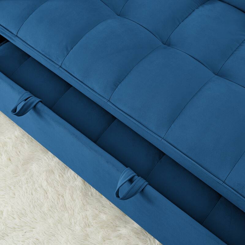 Anmytek 54.33 Inch Space-Saving Velvet Sofa Bed - 3 Lengths Foldable Pull-Out Adjustable Back