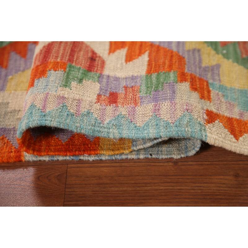 Multicolor Kilim Oriental Accent Rug Flatweave Wool Carpet - 3'4"x 5'3"