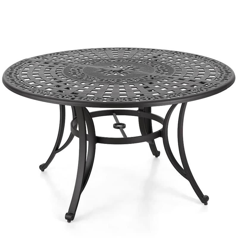 MAISON ARTS 7-Piece Cast Aluminum Patio Dining Set with Round Dining Table & 6 Dining Chairs