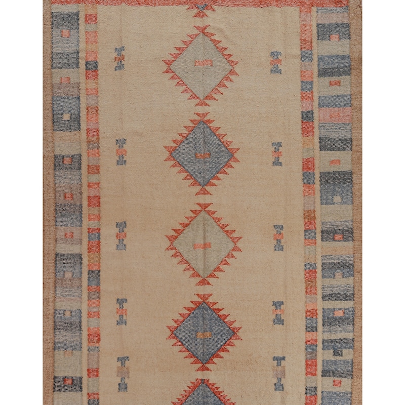 Flat Weave Modern Kilim Turkish Area Rug Flatweave Jute Carpet - 8'6" x 9'8"