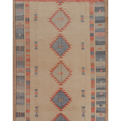 Flat Weave Modern Kilim Turkish Area Rug Flatweave Jute Carpet - 8'6" x 9'8"
