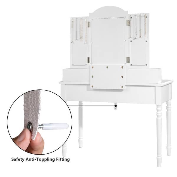 Shop Gymax 7 Drawers Vanity Set Dressing Table W Tri Folding