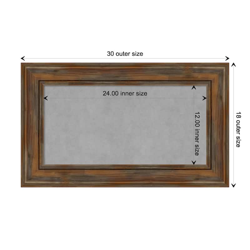 Amanti Art Alexandria Rustic Brown Framed Magnetic Board - Board Size 24x12