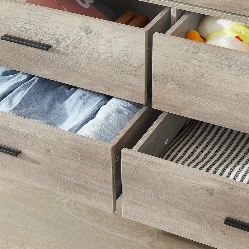 48.58" Modern Rustic Grey Wood Dresser Chest With Drawers