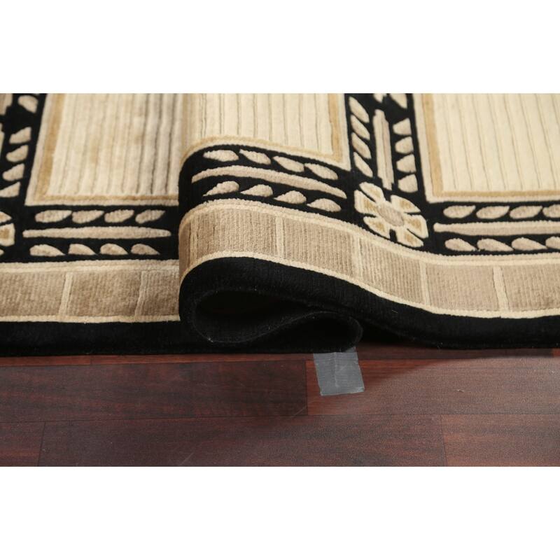 Geometric Nepalese Vegetable Dye Oriental Wool Area Rug Hand-knotted - 6'2" x 9'3"