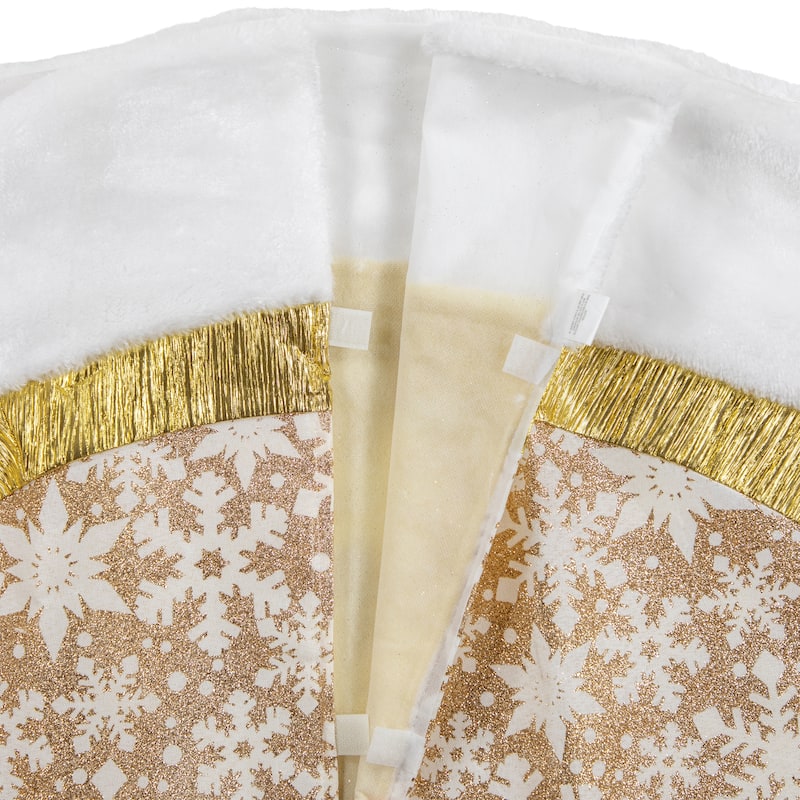 48" White and Gold Snowflake Christmas Tree Skirt - 48