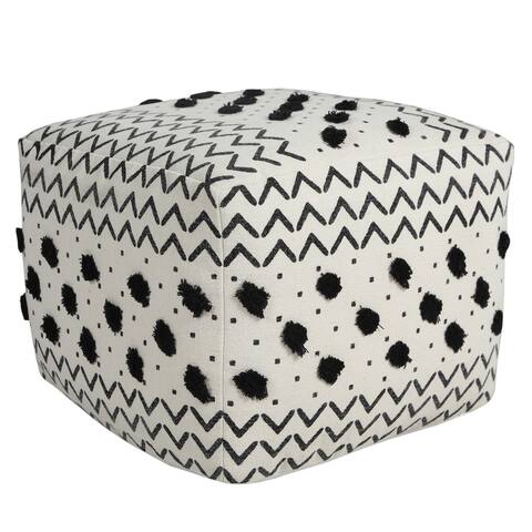 Textured Dot and Geometric Arrow Pouf Ottoman