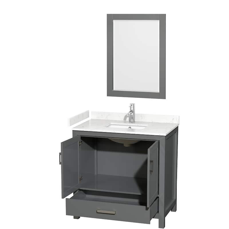 Sheffield Single Bathroom Vanity Set, Cultured Top, 24-Inch Mirror