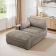 preview thumbnail 113 of 174, 41" W Plush Corduroy Chaise Lounge with Pillows Left Facing - Light Brown-Chaise