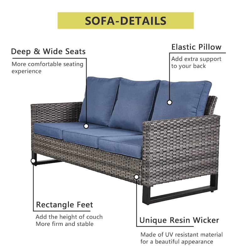 6 Piece Outdoor Sofa with Chair with Ottoman Set