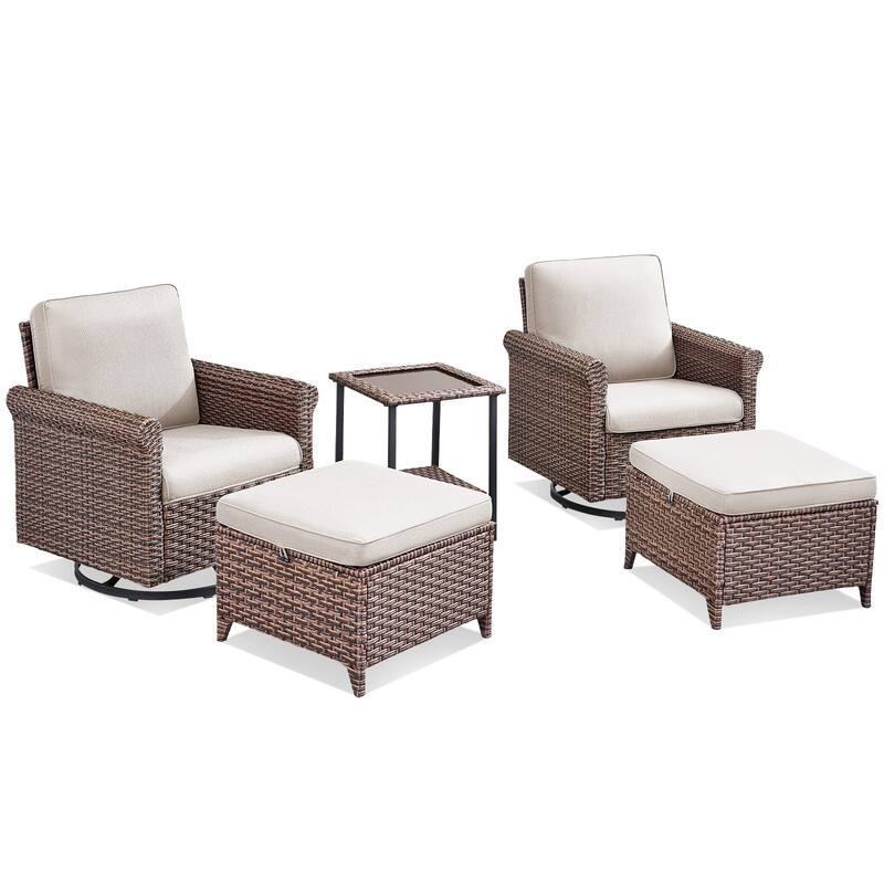 Pocassy Outdoor Sofa Swivel Chairs Patio Chair Funiture Set