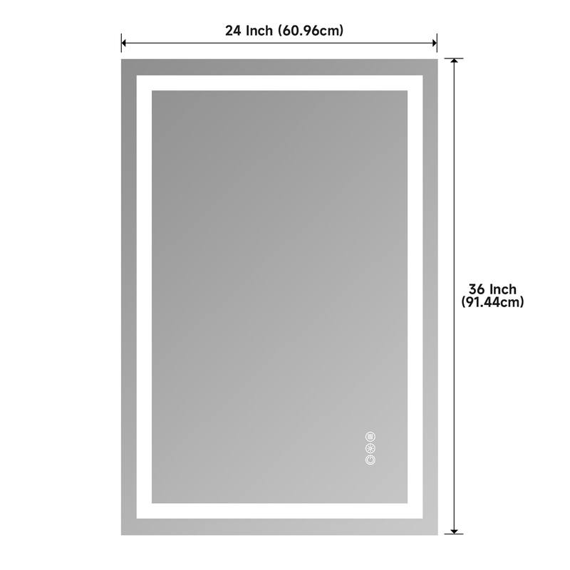 Topcraft Frameless Tempered Glass Mirror with Dual LED Strip Lighting