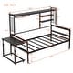 preview thumbnail 30 of 34, Metal Daybed with Movable Desk, Metal Slat Support Bed Frame Metal Grid, Shelves and Clothes Hanger
