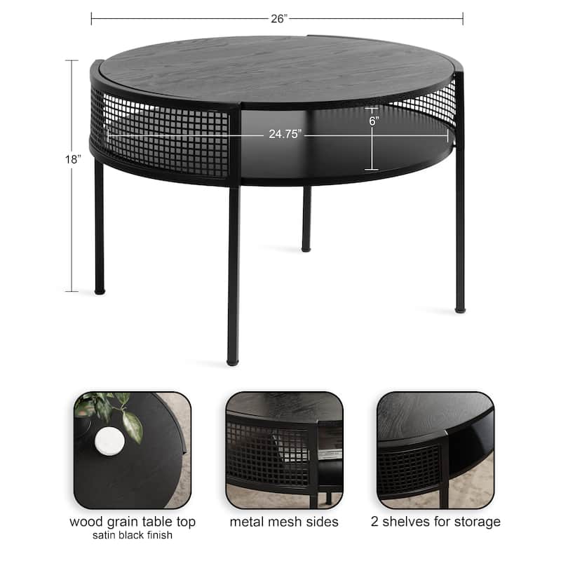 Kate and Laurel Urso Round Coffee Table - 26x25x18