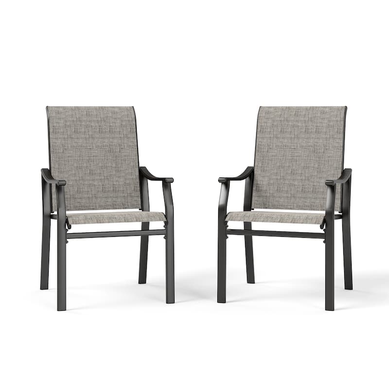 MAISON ARTS 2/4-Piece Patio Dining Chair, High Back Textilene Fabric Padded Armchairs - Fixed Chairs-2 Pieces