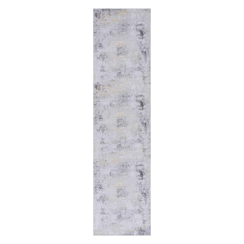 Modern Stylish Multi-Color Washable Rug - 2'6"x 10' - Gray