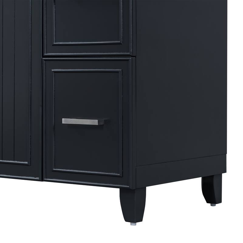 36" Black Bathroom Vanity Cabinet with Single Sink, Soft-Close Door, 3 Drawers, Waterproof Resin Sink