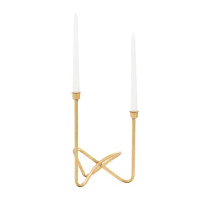 Metal Candelabra - Gold - CosmoLiving by Cosmopolitan - 6"W x 10"L x 11"H
