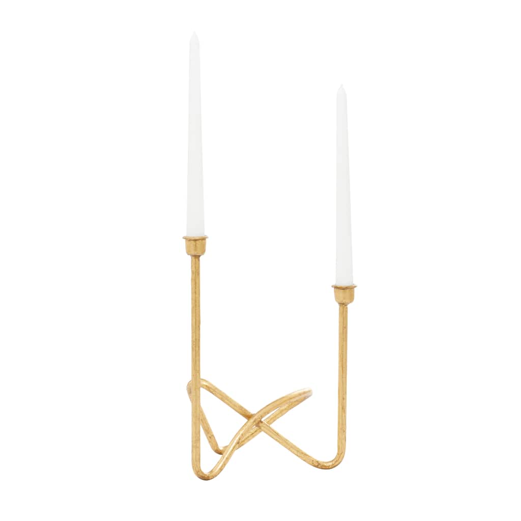 Metal Candelabra - Gold - CosmoLiving by Cosmopolitan - 6"W x 10"L x 11"H