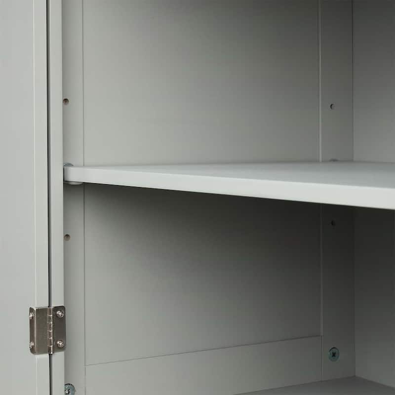 Tall Bathroom Storage Cabinet with Two Drawers and Adjustable Shelf