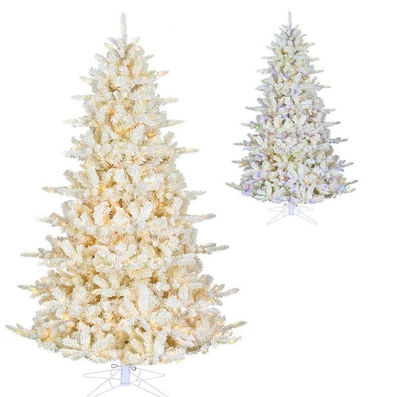 Kurt Adler 7.5' Dual Color LED Cream Flocked Tree