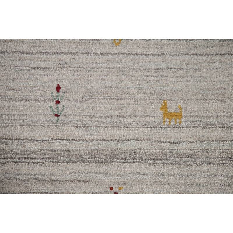 Handmade Gabbeh Indian Area Rug Hand-Knotted Wool Carpet - 8'0"x 9'11"