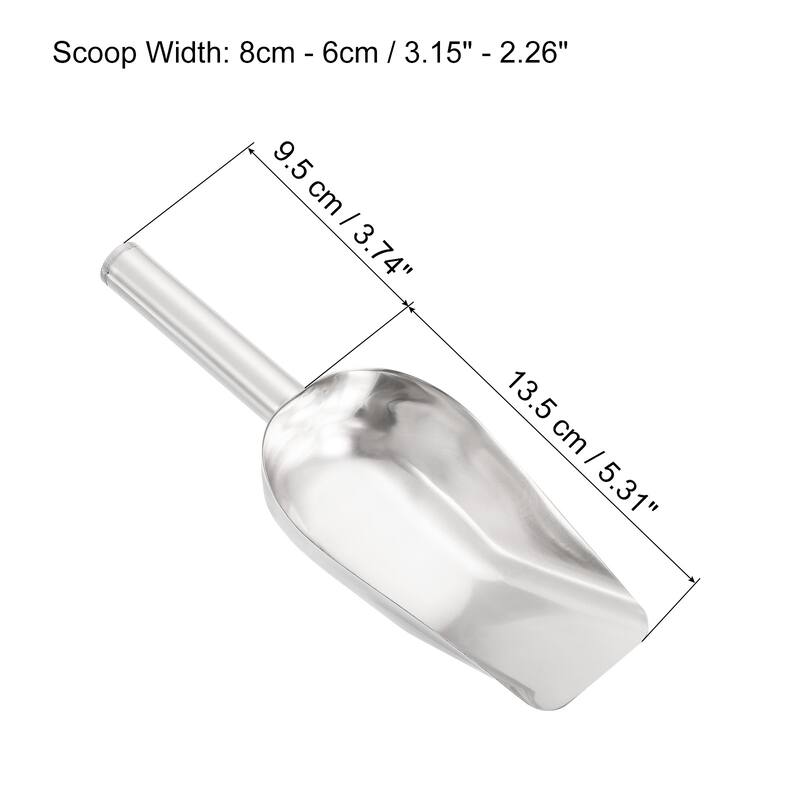 Ice Scoop Stainless Steel 9.1x2.4" Flour Cereal Food Utility Shovel - Silver