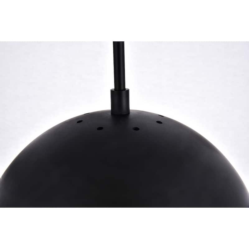 Elian 1-Light Plug in Pendant with Frosted White Shade - Black - 10" Diameter