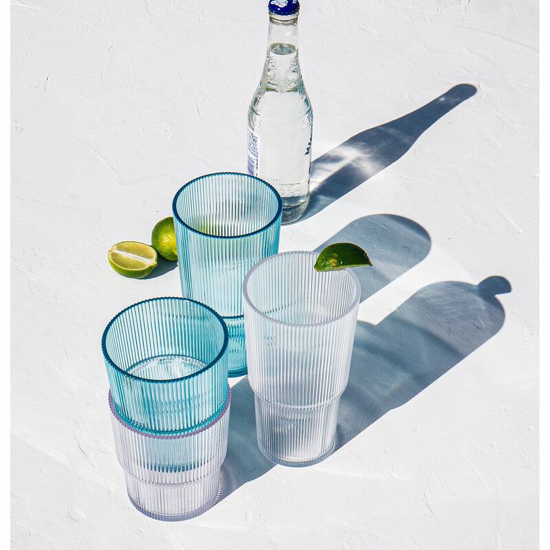 Abode Homewares Fine Ribbed Acrylic Drinking Glass - Set of 6