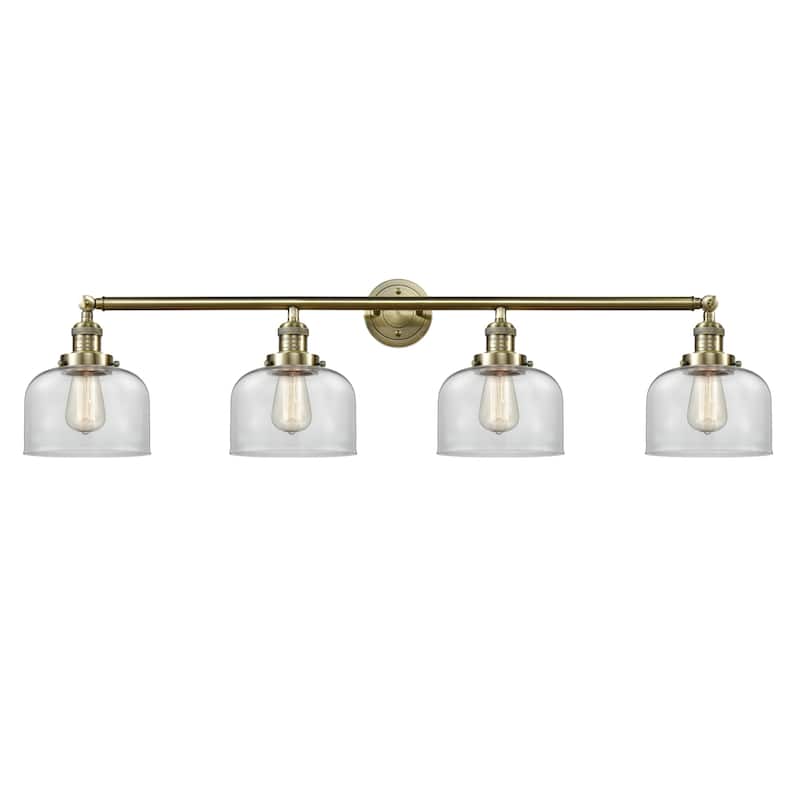 Innovations Lighting 215-10-44 Bell Vanity Bell 4 Light 44" Wide - Antique Brass / Clear