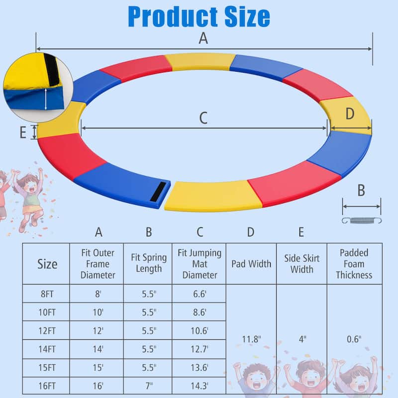 Gymax 14FT Trampoline Spring Cover Universal Trampoline Replacement