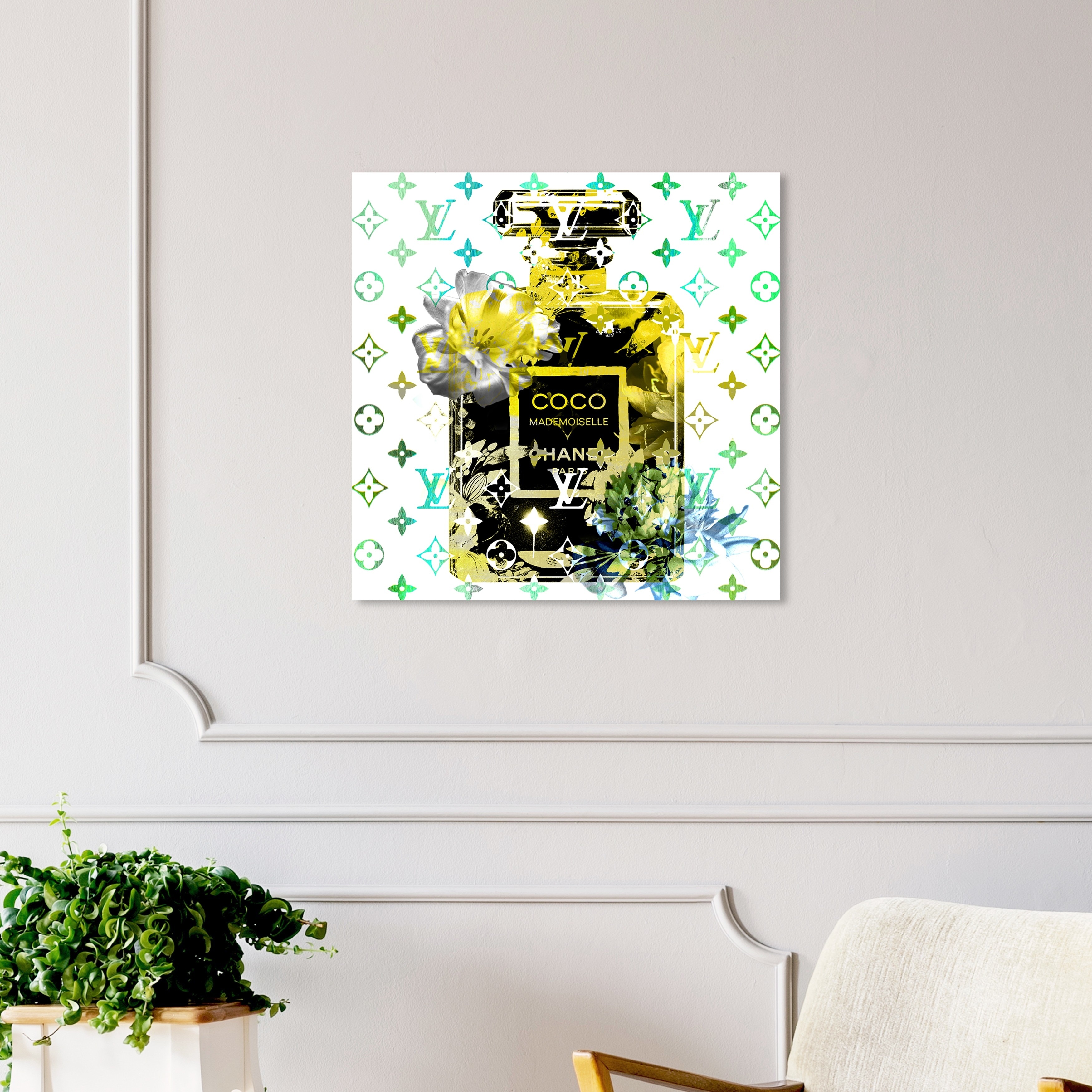 Oliver Gal 'Coco Blinded Love Lime' Fashion and Glam Wall Art Canvas Print  Perfumes - Yellow, White - Bed Bath & Beyond - 31290269