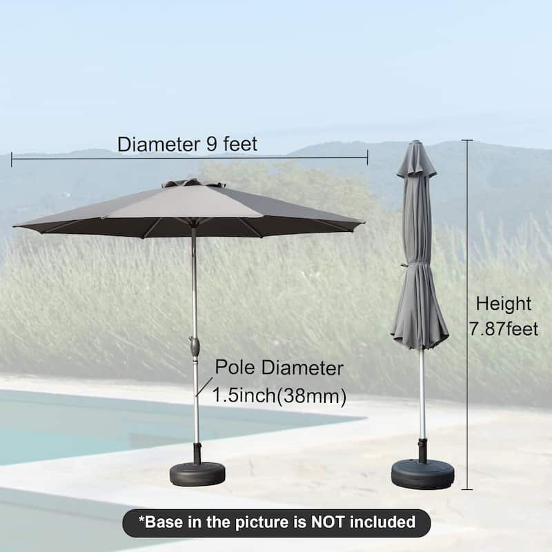 GDFStudio - Premium 9FT Patio Umbrella with Push Button Tilt and Sturdy Frame