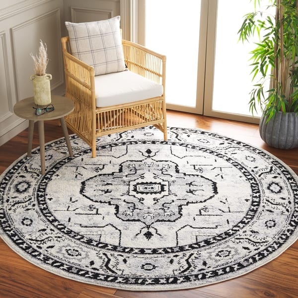 slide 2 of 12, SAFAVIEH Tulum Fehime Boho Rug 6'7" Round - Ivory Grey/Charcoal - Round