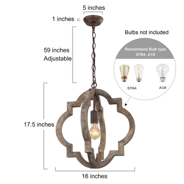 dimension image slide 1 of 2, Modern Farmhouse 1/3-Light Wood Rustic Chandelier Lantern for Kitchen Island